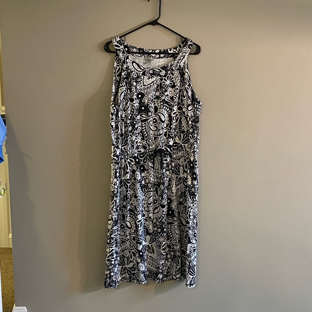 T by Talbot Black and White Jersey Dress with Waist Tie Size XLP